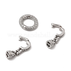 Brass Micro Pave Clear Cubic Zirconia Fold Over Clasps&nbsp;KK-B189-01P