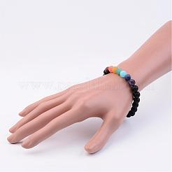 Natural Dyed & Heated Black Agate & Gemstone Beads Stretch Bracelets&nbsp;BJEW-JB02510-01