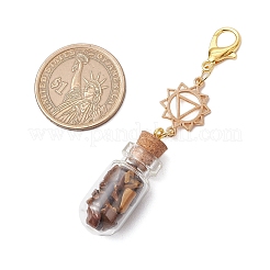 7 Chakra Natural Red Aventurine & Red Jasper & Green Aventurine & Tiger Eye & Synthetic Turquoise & Amethyst & Lapis Lazuli Chips inside Glass Wishing Bottle Pendant Decorations&nbsp;HJEW-JM03099-01