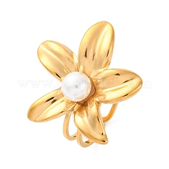 Flower 304 Stainless Steel Cuff Rings&nbsp;RJEW-D306-21G
