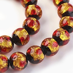 Handmade Silver Foil Glass Lampwork Beads&nbsp;LAMP-P051-G06-10mm