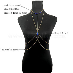 Alloy & Iron Tassel Sexy Body Chains with Blue Acrylic Teardrop Beads for Women&nbsp;WG92352-01