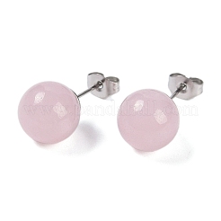 Natural Rose Quartz Stud Earrings&nbsp;EJEW-Z060-04P-03