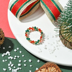 Christmas Theme Glass Rings&nbsp;RJEW-TA00121