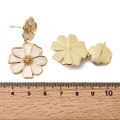 Flower Brass Dangle Stud Earrings&nbsp;EJEW-D352-05G-04