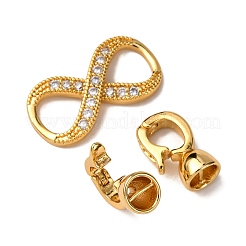 Brass Micro Pave Clear Cubic Zirconia Fold Over Clasps&nbsp;KK-Z121-28G
