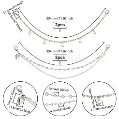 4Pcs 2 Styles Alloy Shoe Decoration Chain&nbsp;AJEW-FG0003-81A