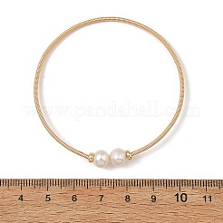 Natural Cultured Freshwater Pearl Potato Torque Bangles&nbsp;BJEW-JB14207