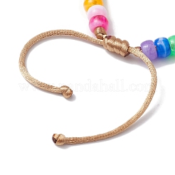 7-Color Rondelle Acrylic Braided Beaded Bracelets&nbsp;BJEW-JB10223-02
