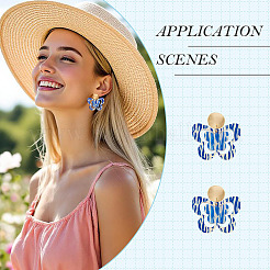 Brass Printing Acrylic Butterfly Dangle Stud Earrings&nbsp;EJEW-TA00673