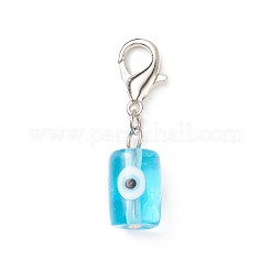 Evil Eye Lampwork Column Pendant Decorations&nbsp;HJEW-JM00742-01