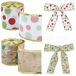 2 Rolls 2 Styles Christmas Themes Imitation Cotton Ribbon&nbsp;OCOR-GF0005-71B
