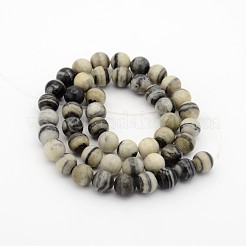 Natural Zebra Jasper Round Bead Strands&nbsp;G-P070-57-12mm