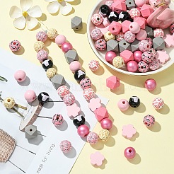 DIY Animal Cattle Theme Wooden Beaded Keychain Making Kits&nbsp;DIY-YW0008-69B