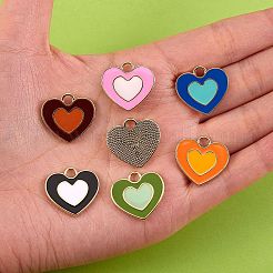 36Pcs 6 Colors Rack Plating Light Gold Alloy Enamel Pendants&nbsp;ENAM-SZ0002-08