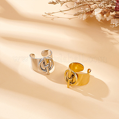 4Pcs 2 Colors Stainless Steel Open Cuff Rings Set for Lovers&nbsp;RJEW-UN0002-94