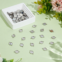 80Pcs 304 Stainless Steel Cabochon Connector Settings&nbsp;STAS-HY0001-89B