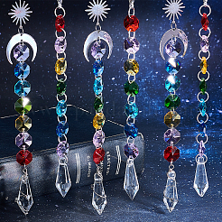 6Pcs 2 Style Electroplate Octagon Glass Beaded Pendant Decorations&nbsp;HJEW-SC0001-32