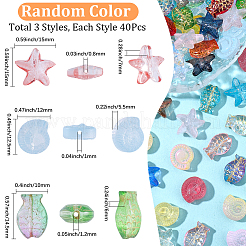 120Pcs 3 Styles Baking Paint and Golden Metal Enlaced Glass Beads&nbsp;DGLA-SC0001-08