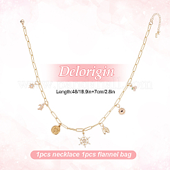 Brass Snowflake Sun Pendant Paperclip Chain Necklaces&nbsp;NJEW-DR0001-08