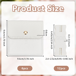 6Pcs Square PU Leather Jewelry Storage Bags with Iron Button&nbsp;ABAG-OC0001-18B