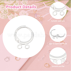 40Pcs 2 Color 2-hole Rack Plating Eco-friendly Brass Huggie Hoop Earring Findings&nbsp;KK-FH0006-63