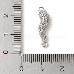 Rack Plating Brass Micro Pave Clear Cubic Zirconia Horn of Plenty/Italian Horn Cornicello Connector Charms&nbsp;KK-A229-04P