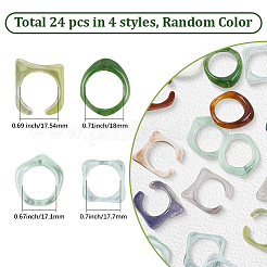 4 Styles Resin & Acrylic Finger Rings for Women&nbsp;RJEW-SC0001-24