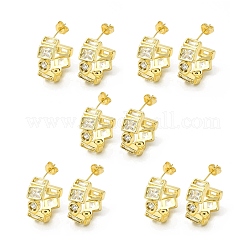 Clear Cubic Zirconia Round Stud Earrings&nbsp;EJEW-H092-07G