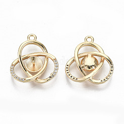Brass Micro Pave Clear Cubic Zirconia Peg Bails Pendants&nbsp;KK-T062-21G-NF