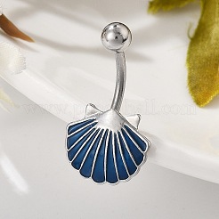 Alloy Enamel Shell Shaped Curved Barbell Belly Rings&nbsp;AJEW-R007-02P