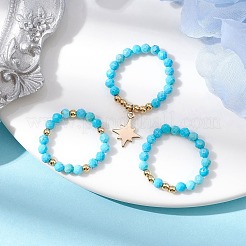 3Pcs 3 Styles Natural Magnesite Beaded Stretch Rings Set&nbsp;RJEW-JR00647-03