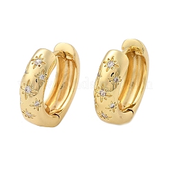 Clear Cubic Zirconia Star Hoop Earrings&nbsp;X-EJEW-C022-01G