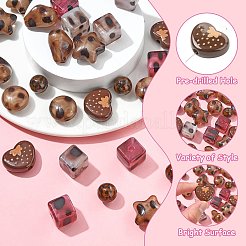 35Pcs 7 Styles Leopard Print Opaque Acrylic Beads&nbsp;FIND-CJ0004-40