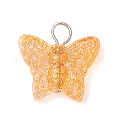 Spray Painted Glass Butterfly Pendants&nbsp;PALLOY-JF03847-01