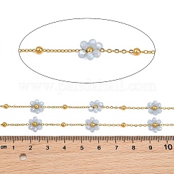 Glass & 304 Stainless Steel Cable Chain Beaded Chains&nbsp;SA-CBAD321-03A