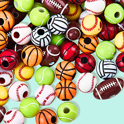 140Pcs 7 Styles Sport Opaque Acrylic Beads&nbsp;MACR-PA0001-08