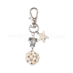 Starfish & Round Synthetic Turquoise Pendant Decorations&nbsp;HJEW-JM03276