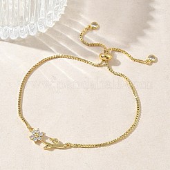 Adjustable Brass Micro Pave Clear Cubic Zirconia Box Chain Slider Bracelets&nbsp;BJEW-C156-09G-03