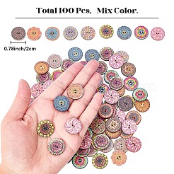 100Pcs 2-Hole Poplar Board Buttons&nbsp;BUTT-CY0001-14