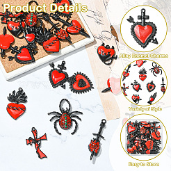 20Pcs 10 Styles Baking Paint Alloy Enamel Pendants&nbsp;ENAM-CJ0007-58