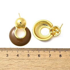 Flat Round Brass Enamel Stud Earrings&nbsp;EJEW-B120-06G-02
