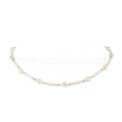Transparent Glass & Round Shell Pearl Beaded Necklaces&nbsp;NJEW-JN05250