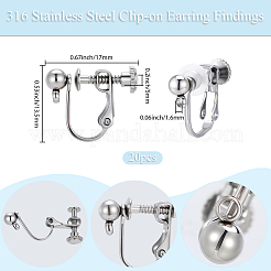 20Pcs 316 Stainless Steel Clip-on Earring Findings&nbsp;STAS-BBC0008-59P