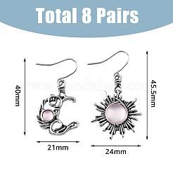 8 Sets 8 Colors Sun & Moon Glass Asymmetrical Earrings&nbsp;EJEW-FI0002-05