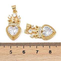 Brass Micro Pave Clear Cubic Zirconia Pendants&nbsp;KK-C109-03G