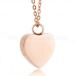 Stainless Steel Heart Cinerary Casket Pendant Necklaces&nbsp;DIY-CN0003-41RG