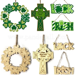 DIY Shamrock Wreath Unfinished Wooden Ornaments Blank Wooden Embellishments&nbsp;WOOD-C009-01