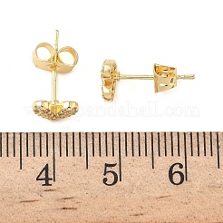 Heart Brass Micro Pave Clear Cubic Zirconia Stud Earrings&nbsp;EJEW-Z144-11G