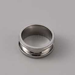 201 Stainless Steel Grooved Finger Ring Settings&nbsp;STAS-WH0027-26A-P